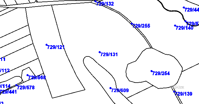 Parcela st. 729/131 v KÚ Podlázky, Katastrální mapa