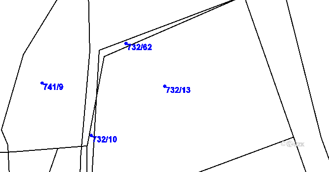 Parcela st. 732/13 v KÚ Podlázky, Katastrální mapa