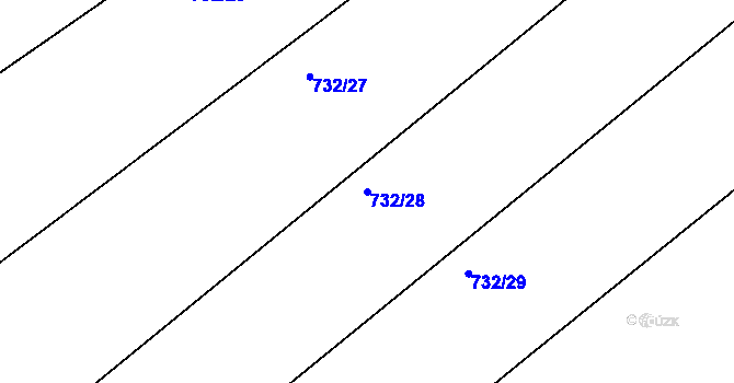 Parcela st. 732/28 v KÚ Podlázky, Katastrální mapa