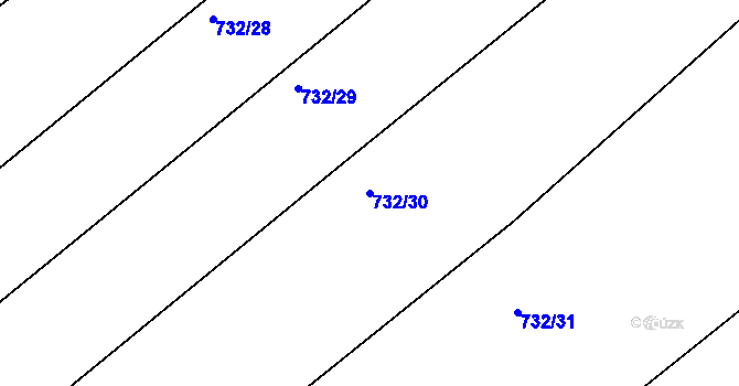 Parcela st. 732/30 v KÚ Podlázky, Katastrální mapa