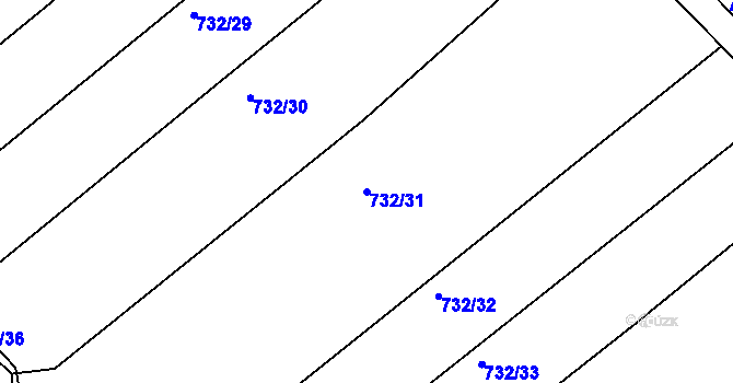 Parcela st. 732/31 v KÚ Podlázky, Katastrální mapa
