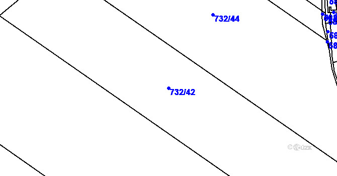 Parcela st. 732/42 v KÚ Podlázky, Katastrální mapa