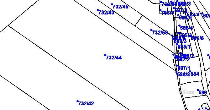 Parcela st. 732/44 v KÚ Podlázky, Katastrální mapa