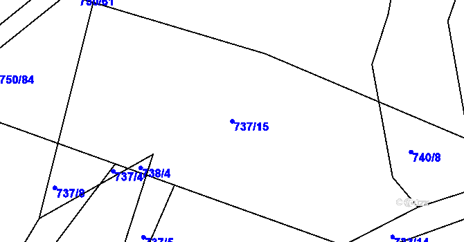 Parcela st. 737/15 v KÚ Podlázky, Katastrální mapa