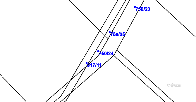Parcela st. 750/24 v KÚ Podlázky, Katastrální mapa