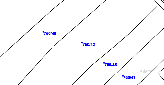 Parcela st. 750/42 v KÚ Podlázky, Katastrální mapa