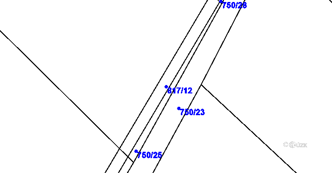 Parcela st. 817/12 v KÚ Podlázky, Katastrální mapa