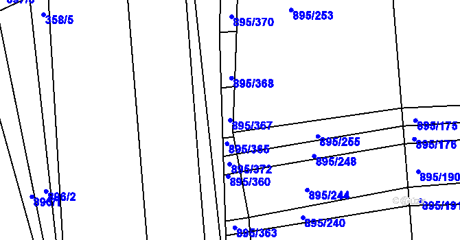 Parcela st. 895/367 v KÚ Podlázky, Katastrální mapa