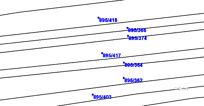 Parcela st. 895/417 v KÚ Podlázky, Katastrální mapa