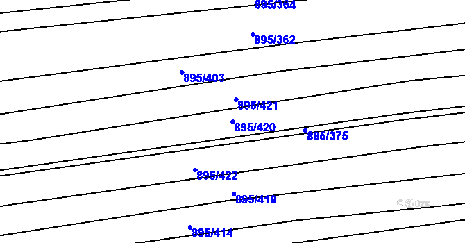 Parcela st. 895/420 v KÚ Podlázky, Katastrální mapa