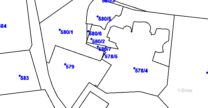 Parcela st. 578/5 v KÚ Podlázky, Katastrální mapa