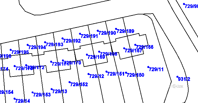 Parcela st. 729/168 v KÚ Podlázky, Katastrální mapa