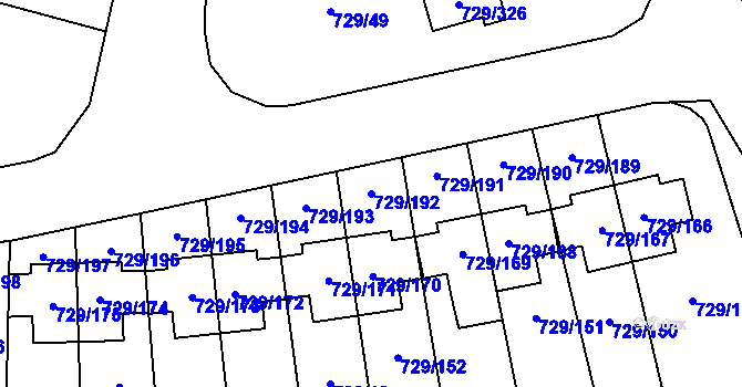 Parcela st. 729/192 v KÚ Podlázky, Katastrální mapa