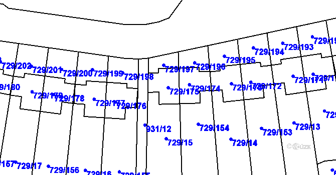 Parcela st. 729/175 v KÚ Podlázky, Katastrální mapa