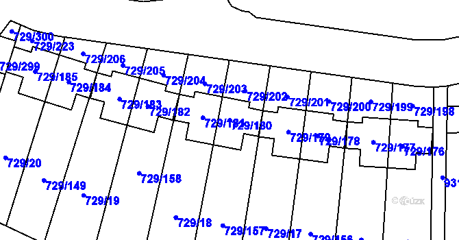 Parcela st. 729/180 v KÚ Podlázky, Katastrální mapa
