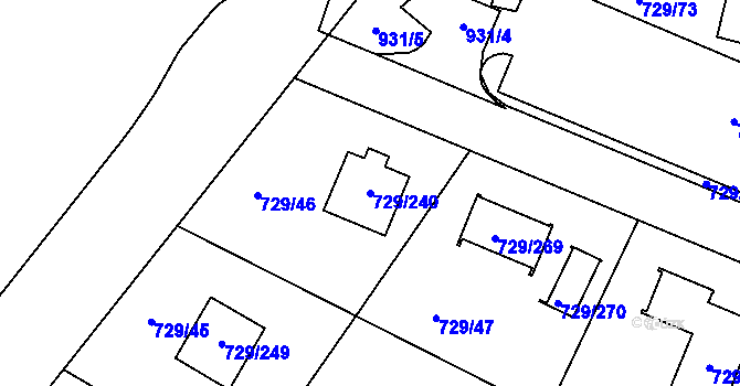 Parcela st. 729/240 v KÚ Podlázky, Katastrální mapa