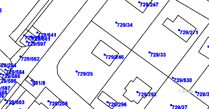 Parcela st. 729/246 v KÚ Podlázky, Katastrální mapa