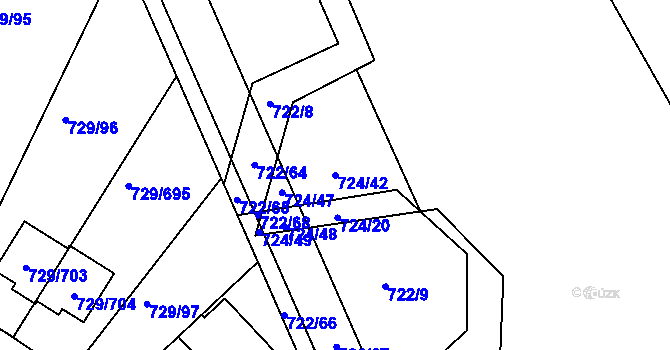 Parcela st. 724/42 v KÚ Podlázky, Katastrální mapa