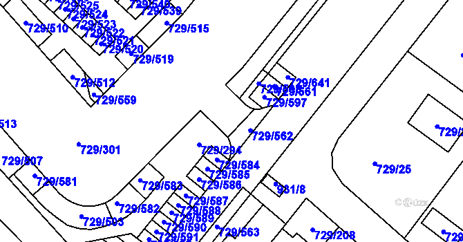 Parcela st. 729/302 v KÚ Podlázky, Katastrální mapa