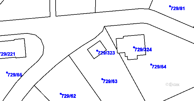 Parcela st. 729/323 v KÚ Podlázky, Katastrální mapa
