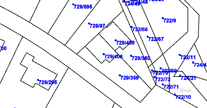 Parcela st. 729/408 v KÚ Podlázky, Katastrální mapa