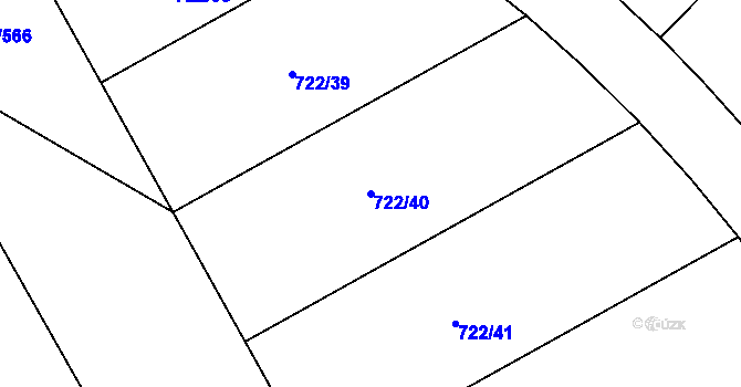 Parcela st. 722/40 v KÚ Podlázky, Katastrální mapa