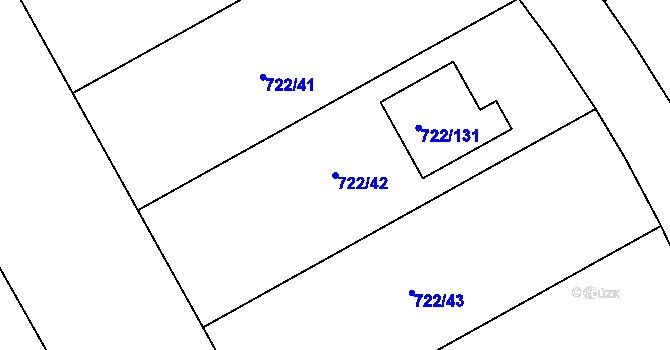 Parcela st. 722/42 v KÚ Podlázky, Katastrální mapa