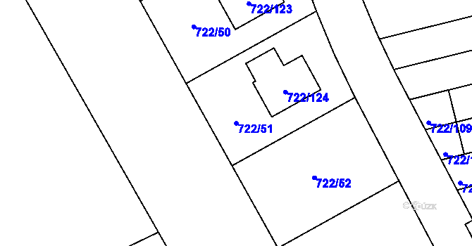 Parcela st. 722/51 v KÚ Podlázky, Katastrální mapa