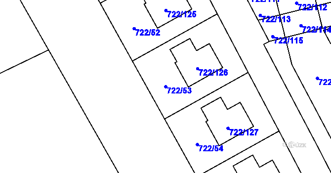 Parcela st. 722/53 v KÚ Podlázky, Katastrální mapa