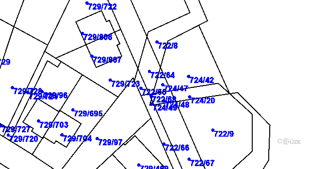 Parcela st. 724/47 v KÚ Podlázky, Katastrální mapa
