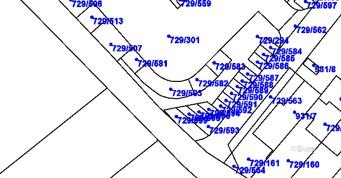 Parcela st. 729/503 v KÚ Podlázky, Katastrální mapa