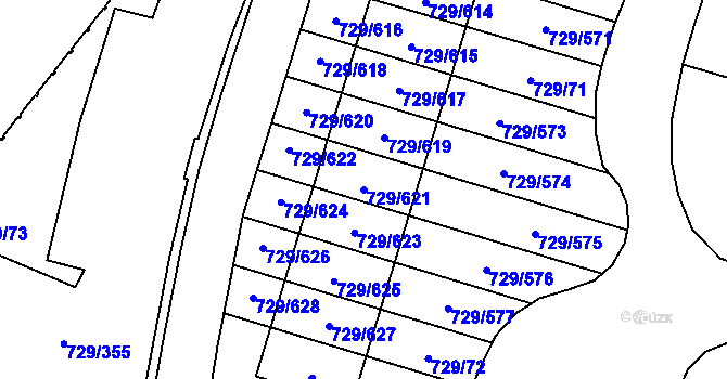 Parcela st. 729/621 v KÚ Podlázky, Katastrální mapa