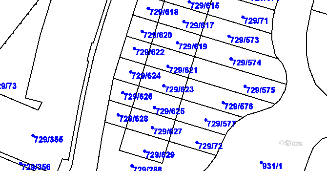 Parcela st. 729/623 v KÚ Podlázky, Katastrální mapa