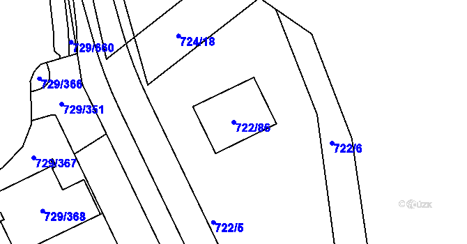 Parcela st. 722/86 v KÚ Podlázky, Katastrální mapa