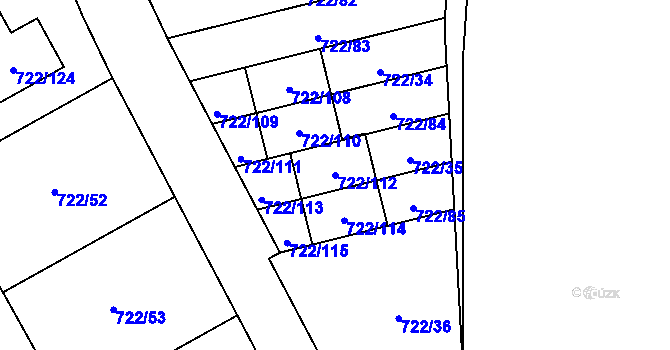 Parcela st. 722/112 v KÚ Podlázky, Katastrální mapa