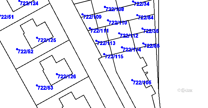 Parcela st. 722/115 v KÚ Podlázky, Katastrální mapa