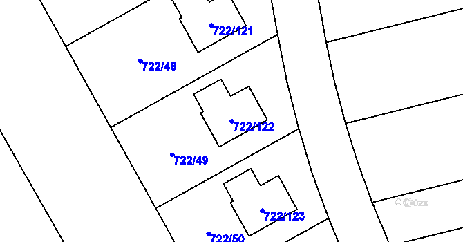 Parcela st. 722/122 v KÚ Podlázky, Katastrální mapa