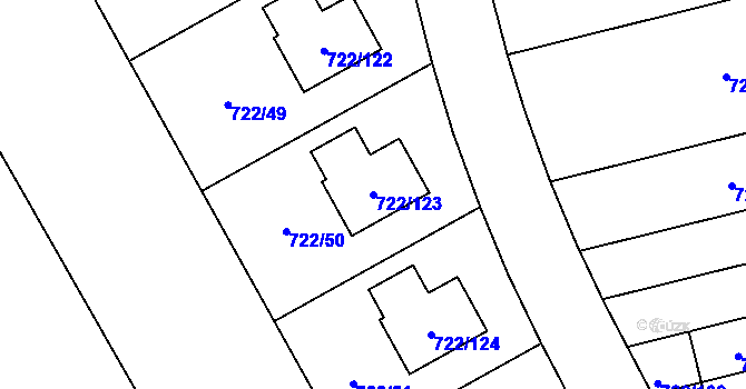 Parcela st. 722/123 v KÚ Podlázky, Katastrální mapa