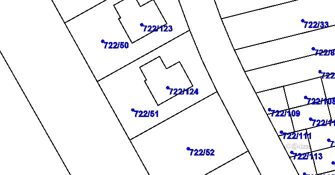 Parcela st. 722/124 v KÚ Podlázky, Katastrální mapa