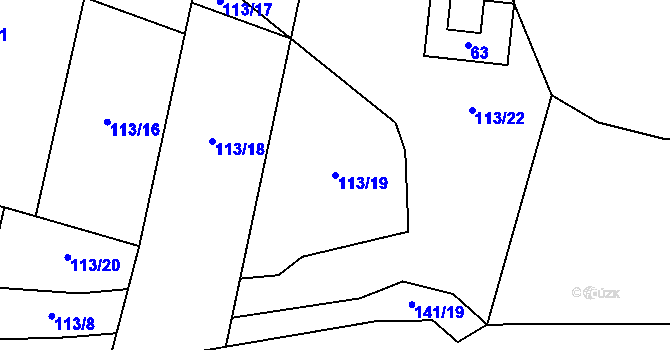 Parcela st. 113/19 v KÚ Souš, Katastrální mapa