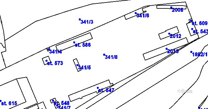 Parcela st. 341/8 v KÚ Souš, Katastrální mapa