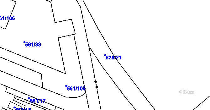Parcela st. 828/21 v KÚ Souš, Katastrální mapa