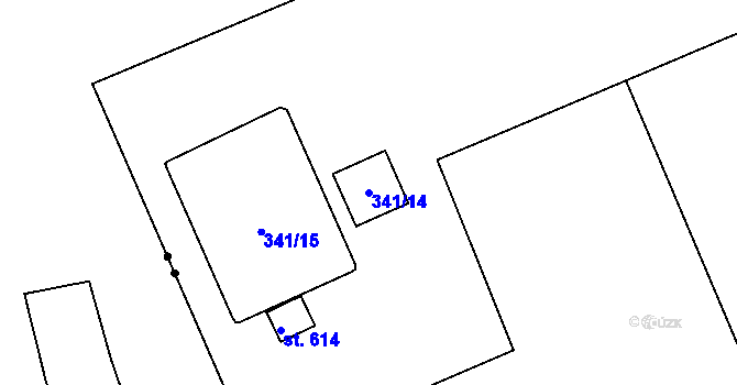 Parcela st. 341/14 v KÚ Souš, Katastrální mapa