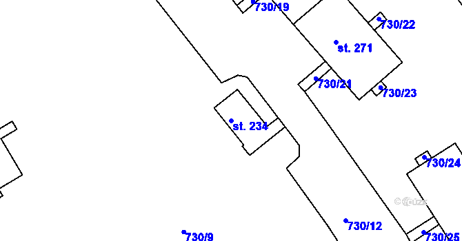 Parcela st. 234 v KÚ Nová Ves u Teplic, Katastrální mapa