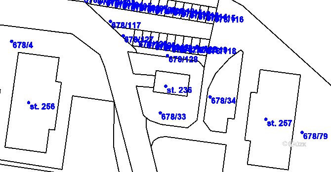 Parcela st. 236 v KÚ Nová Ves u Teplic, Katastrální mapa