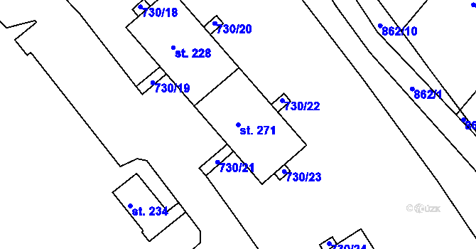 Parcela st. 271 v KÚ Nová Ves u Teplic, Katastrální mapa