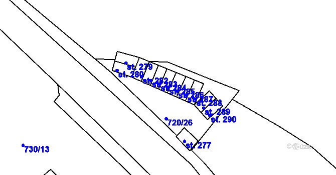 Parcela st. 285 v KÚ Nová Ves u Teplic, Katastrální mapa