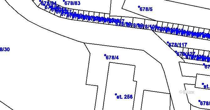 Parcela st. 678/4 v KÚ Nová Ves u Teplic, Katastrální mapa