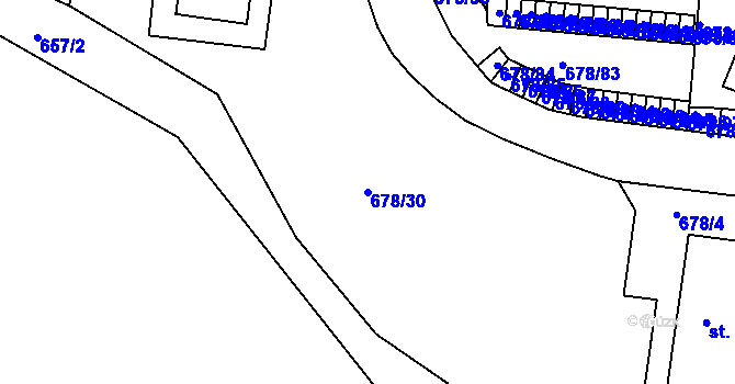 Parcela st. 678/30 v KÚ Nová Ves u Teplic, Katastrální mapa