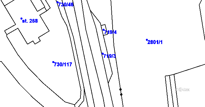 Parcela st. 719/3 v KÚ Nová Ves u Teplic, Katastrální mapa